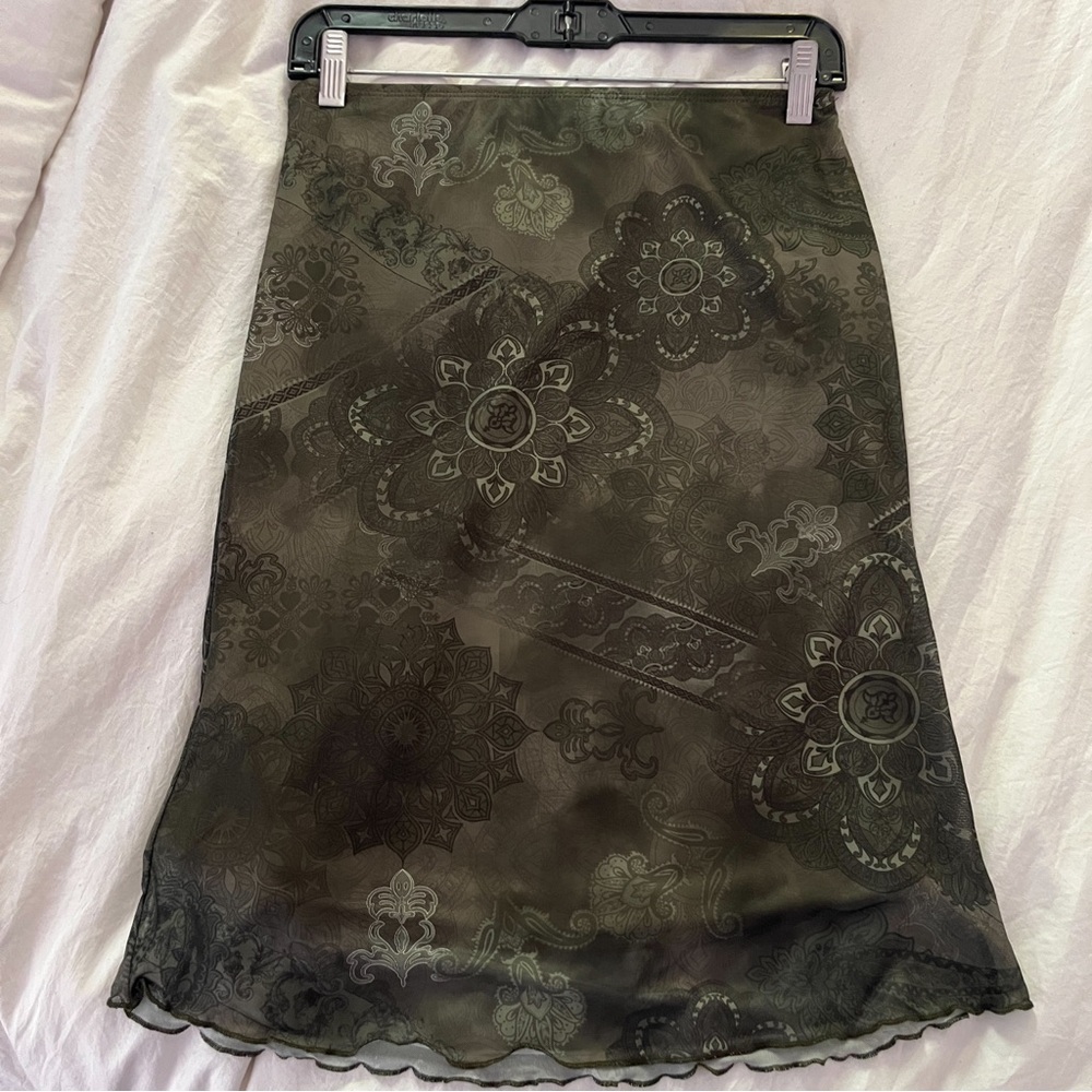 Elegant Boho Green Paisley Skirt